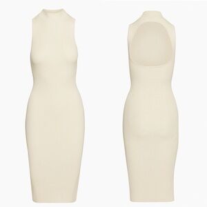 Babaton Aritzia Beige Tan Compose Ribbed Sleeveless knit cut out midi dress,xxs